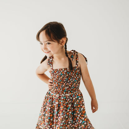 Fuchsia Floral Smocked Strappy Dress - LARILI
