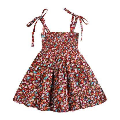 Fuchsia Floral Smocked Strappy Dress - LARILI