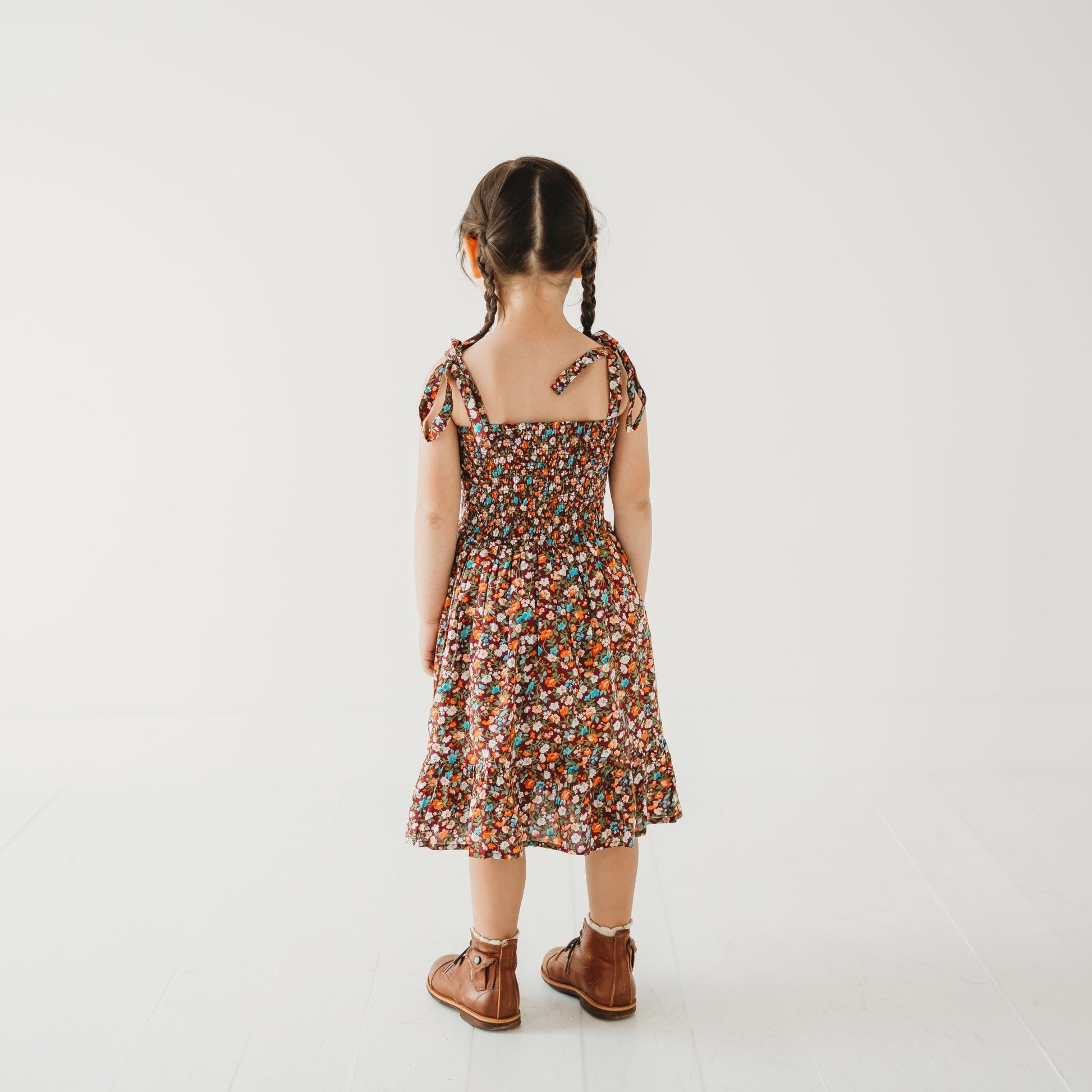 Fuchsia Floral Smocked Strappy Dress - LARILI