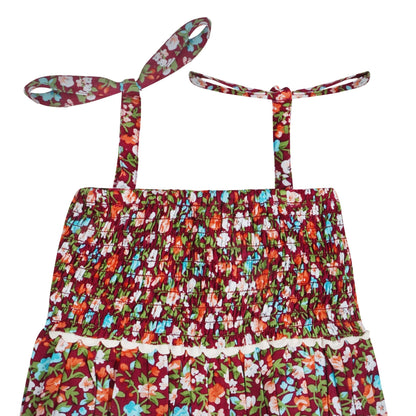 Fuschia Floral Strappy Girl Romper