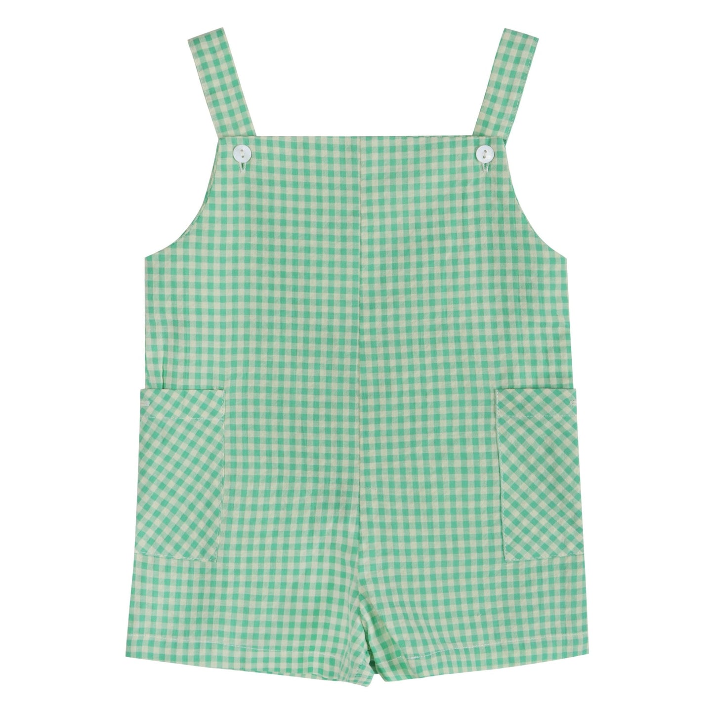 Green Gingham Boy Romper