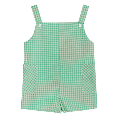 Green Gingham Boy Romper