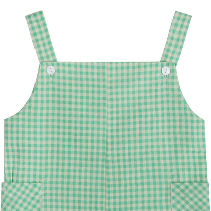 Green Gingham Boy Romper
