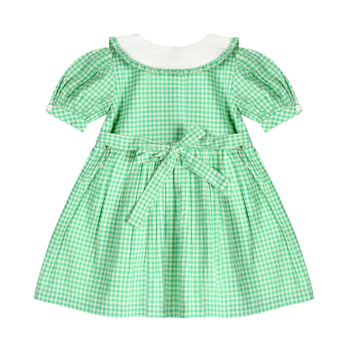 Green Gingham Emb. Mia Dress - LARILI
