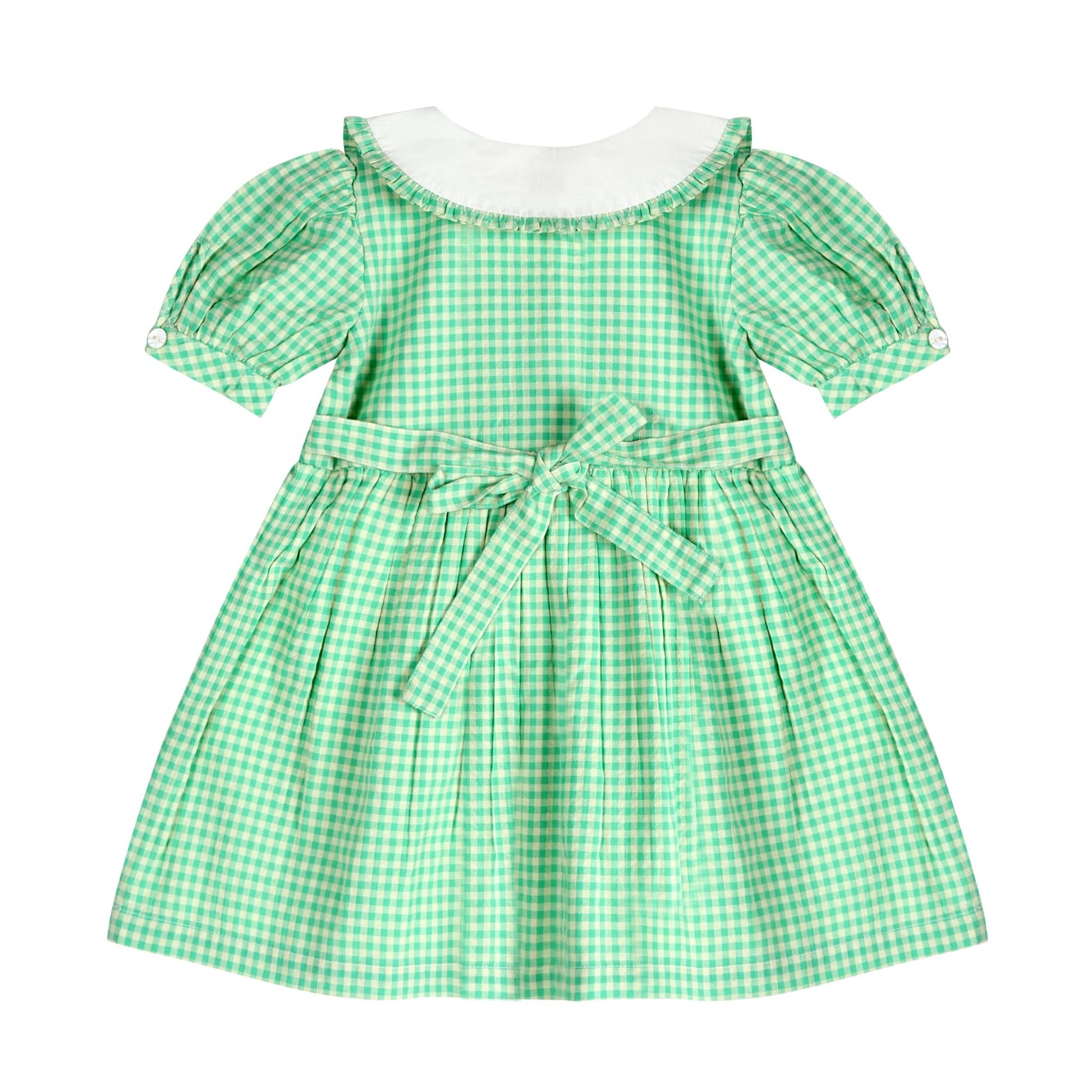 Green Gingham Emb. Mia Dress - LARILI