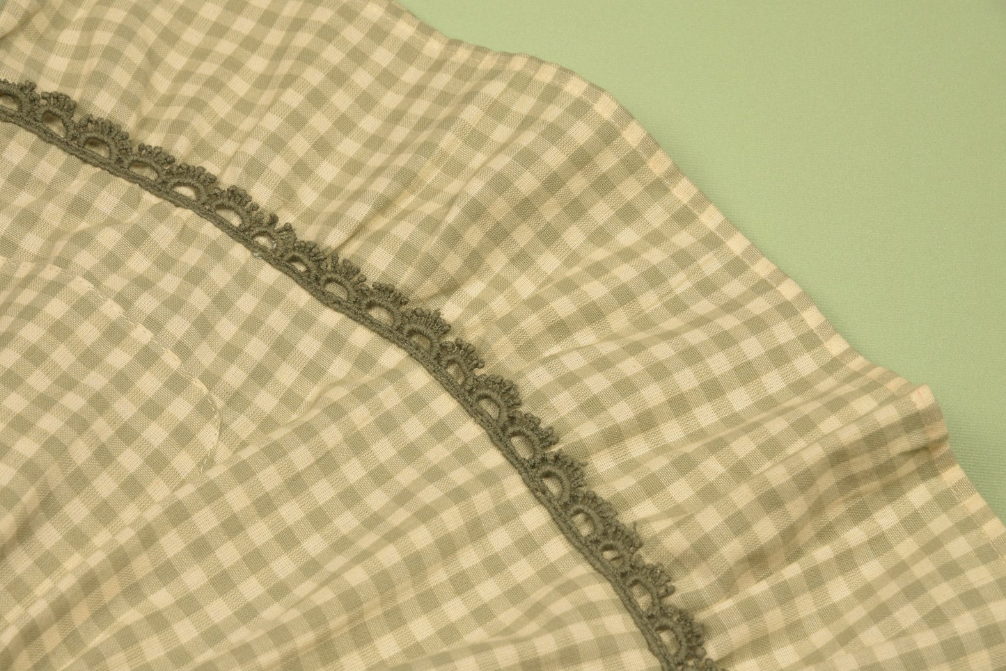 Green Gingham Pinafore Dress and Blouse Set - LARILI