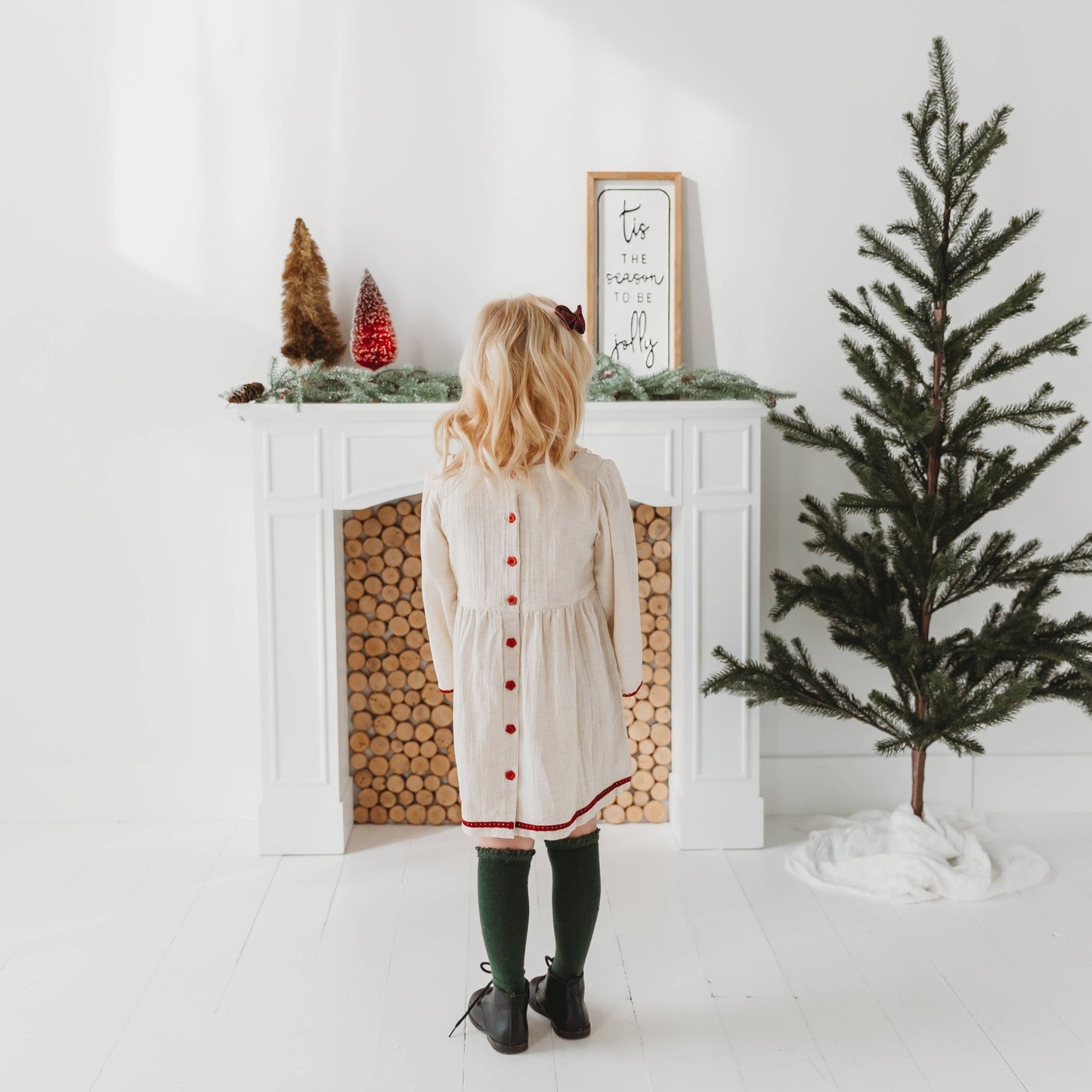 Linen Blend Natural Hand Embroidery Dress