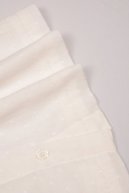 Off-white Lace Yoke Girl's Dobby Dress - LARILI