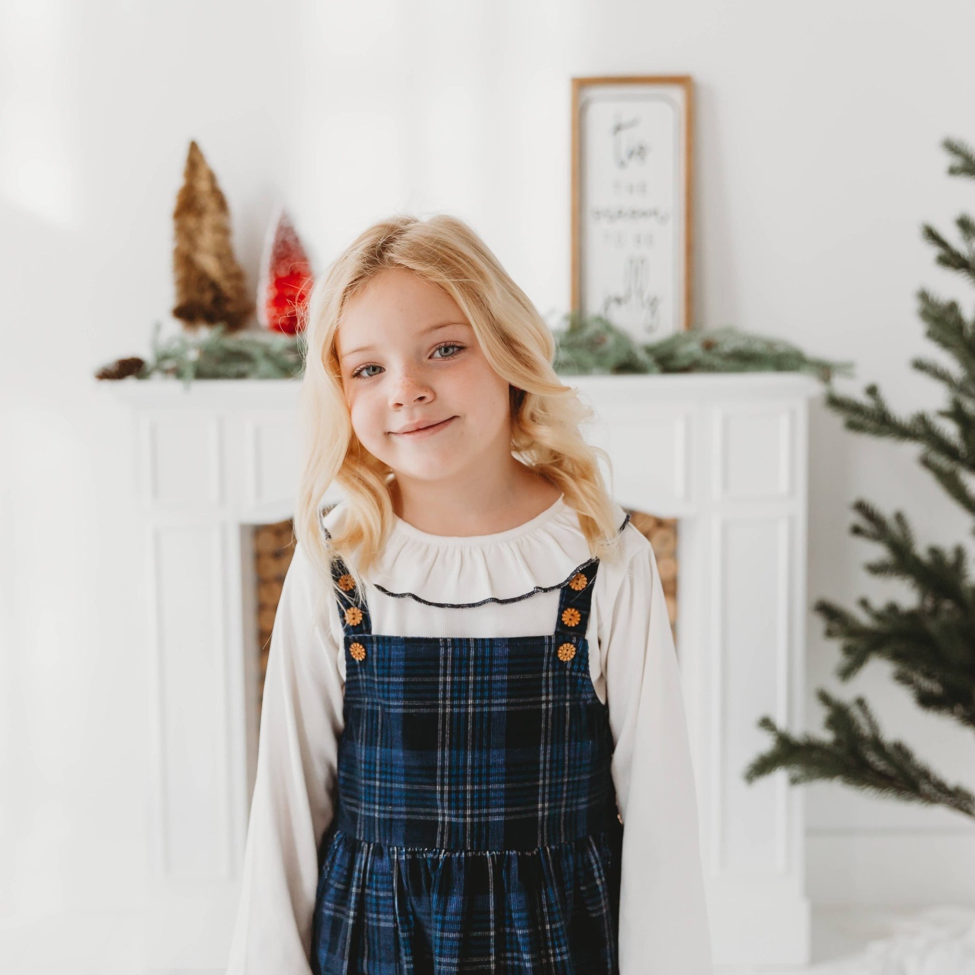 Pinafore Dress in Blue Plaid Cord With Ribbed Top 12M Pinafore Dress in Blue Plaid Cord With Ribbed Top 12M