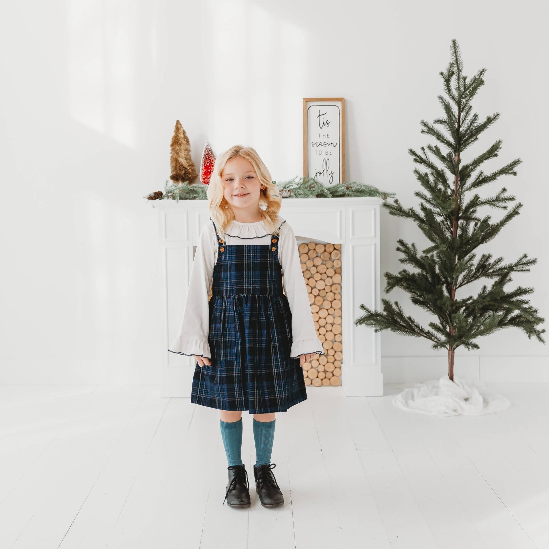 white christmas dresses Mint Christmas Midi Cross Back Linen Pinafore – allthebeautifullinen main image 1