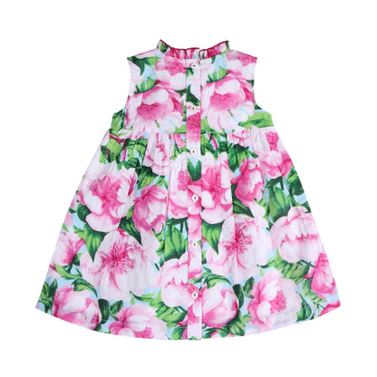 Pink Peony Ruffled Olivia Dress Back