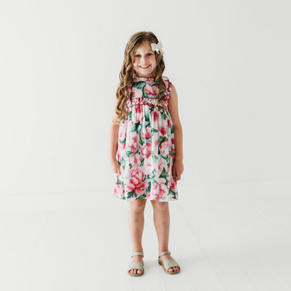 Pink Peony Ruffled Olivia Dress | Statement Floral Print