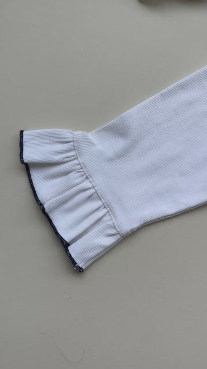 Pinafore Dress in Blue Plaid Cord With Ribbed Top