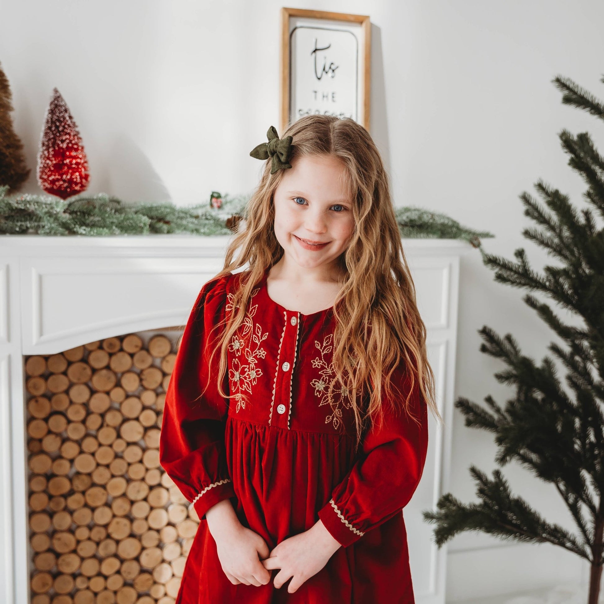 Red Cord Embroidered Christmas Dress LARILI Red Cord Embroidered Christmas Dress LARILI