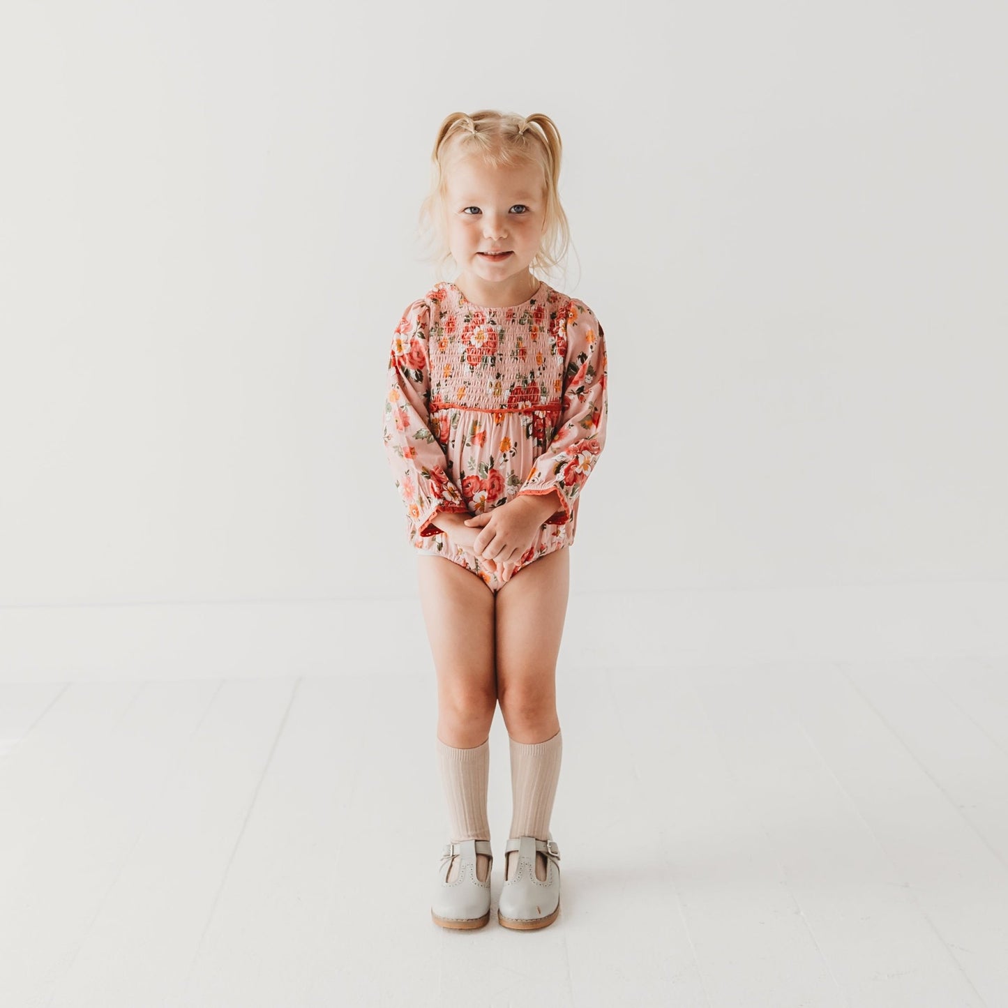 Rosy Breeze Smock Romper