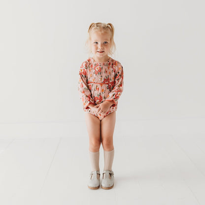 Rosy Breeze Smock Romper