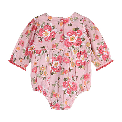 Rosy Breeze Smock Romper