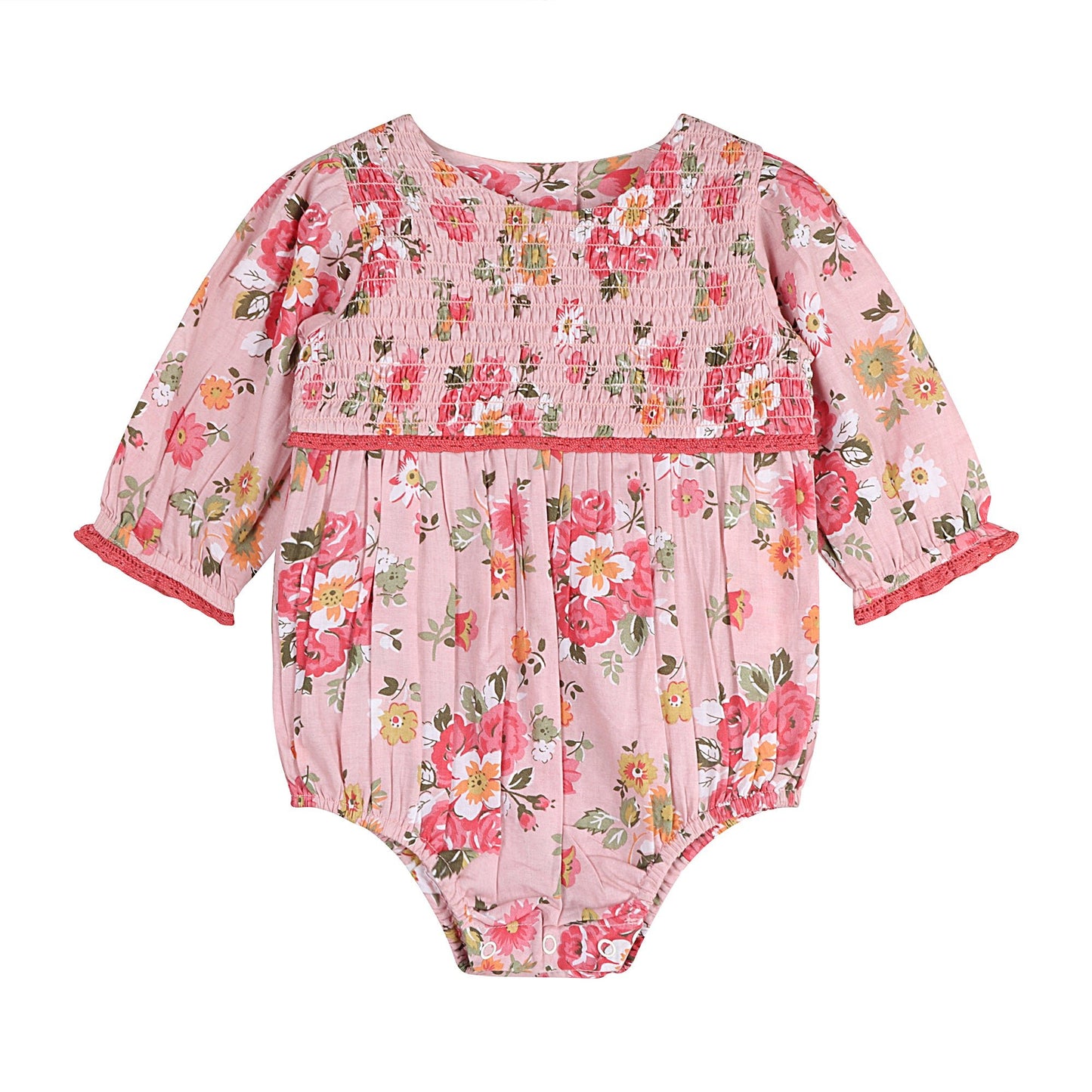 Rosy Breeze Smock Romper