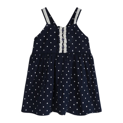 Starlit Nautical Breeze Polka Cotton Dress - LARILI