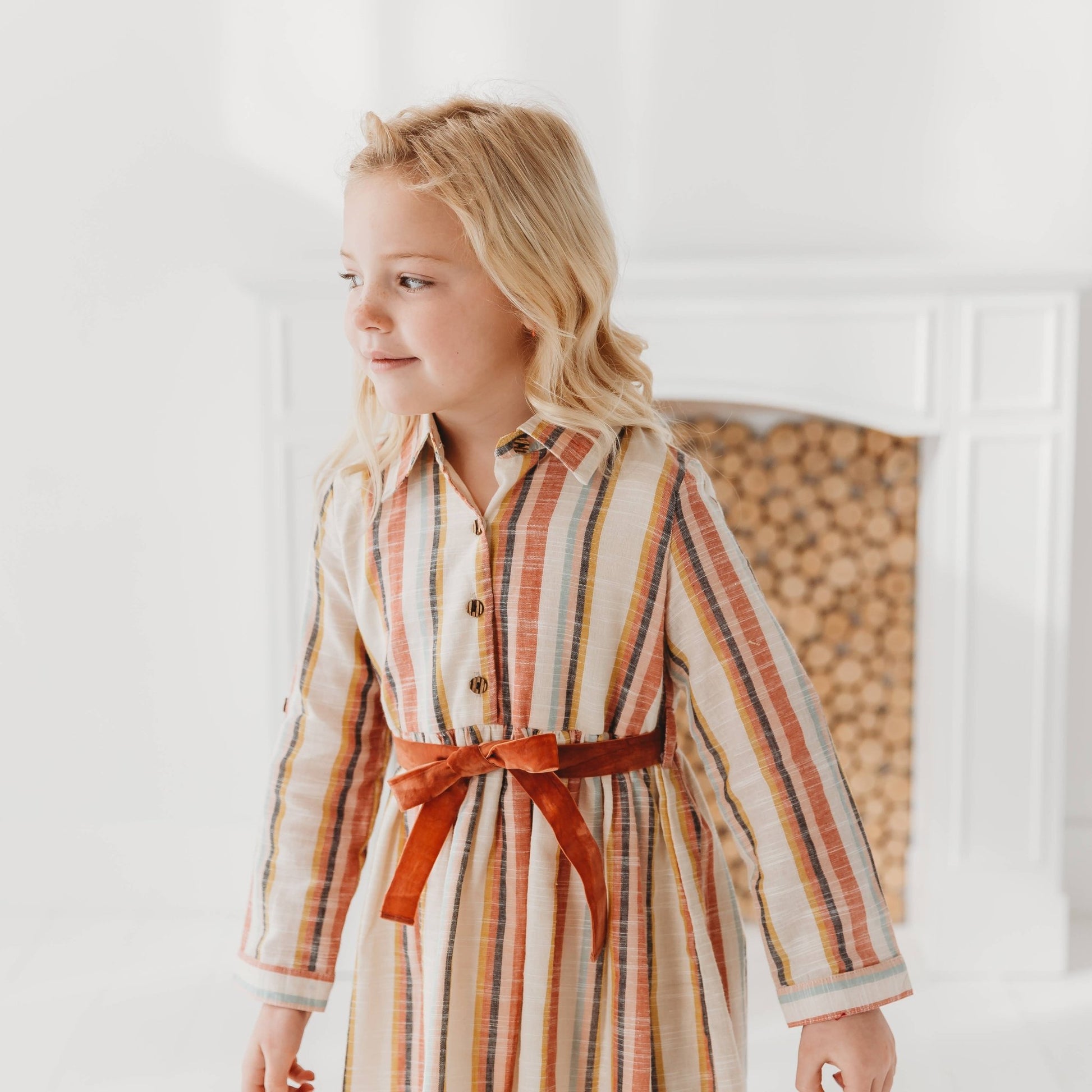 Yarn Dyed Striped Shirt Dress Detail