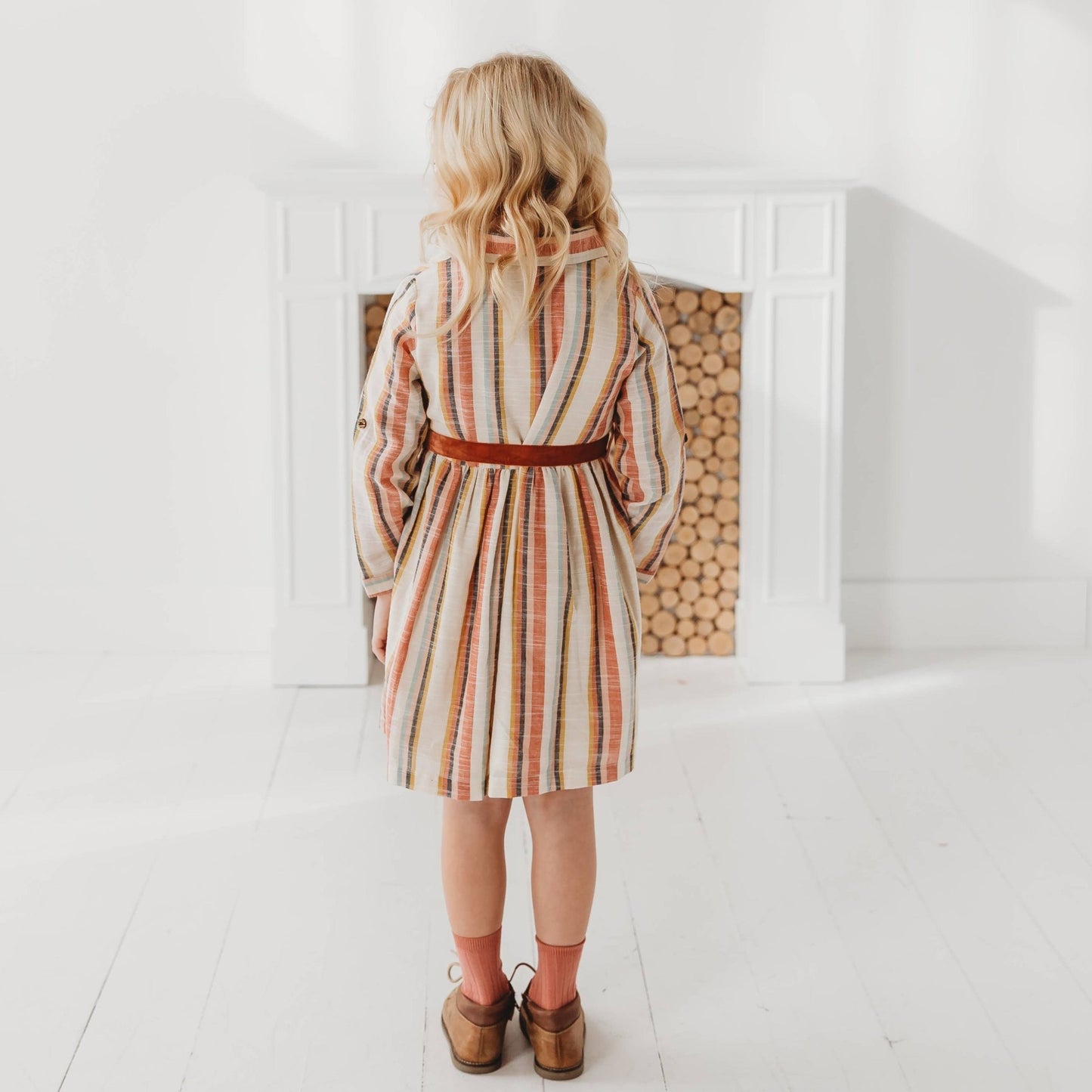 Yarn Dyed Striped Shirt Dress Back