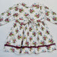 Bunch Floral Printed Girl's Cotton Dress with Crimson Lace