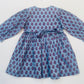 Long Sleeves Pale Blue Hand Block Printed Girl's Dress