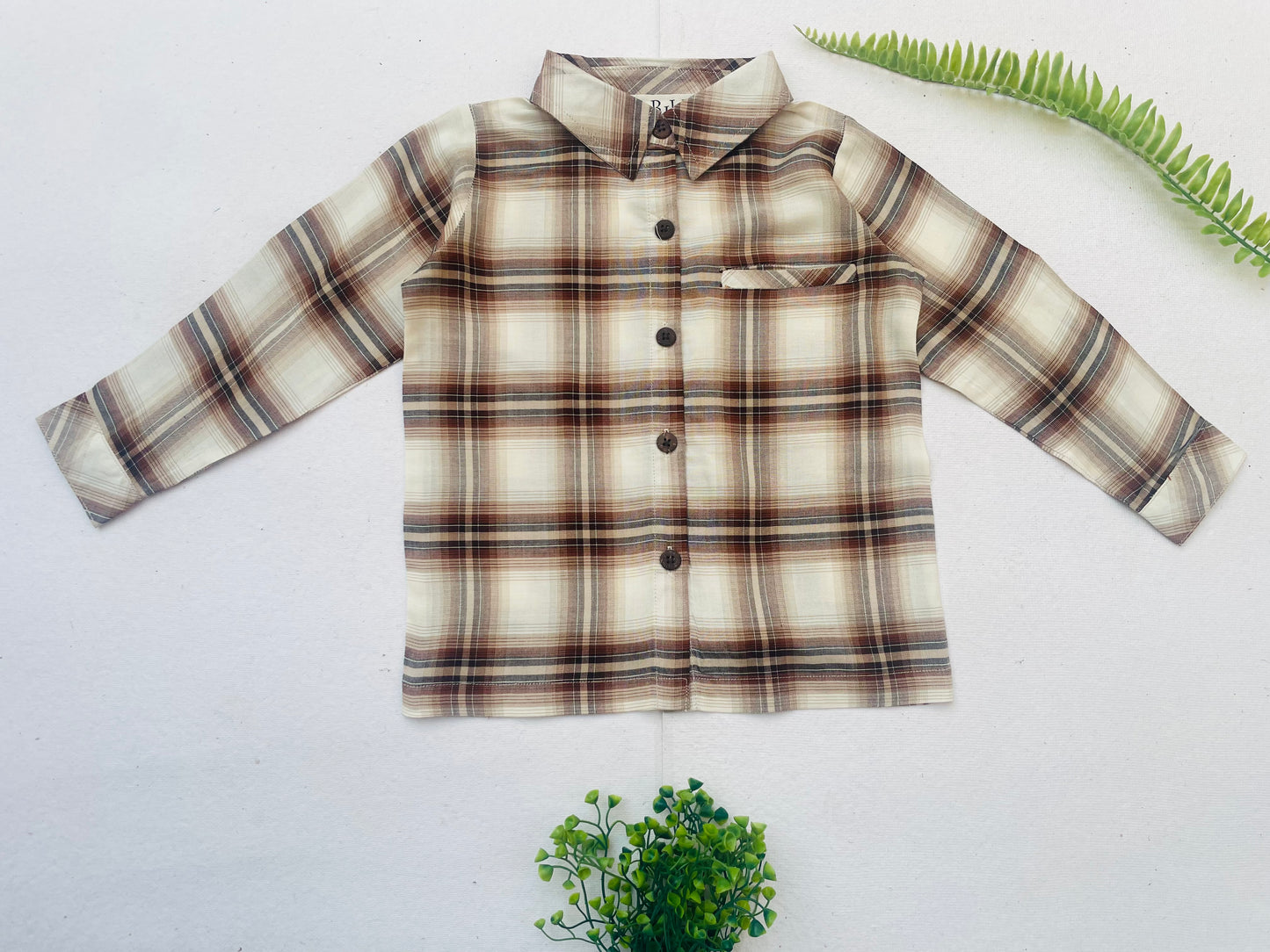 Brown Plaid Boy's Shirt