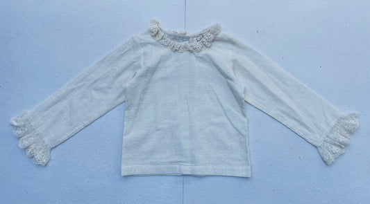 Swiss Dot Off-White Lace Blouse