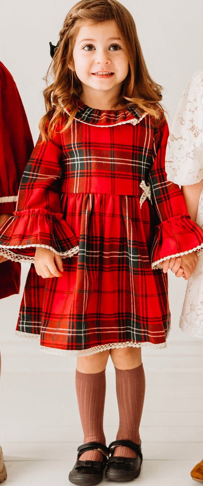 Red Plaid Girl's Christmas Dress
