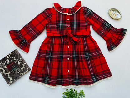 Red Plaid Girl's Christmas Dress