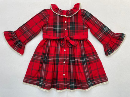 Red Plaid Girl's Christmas Dress
